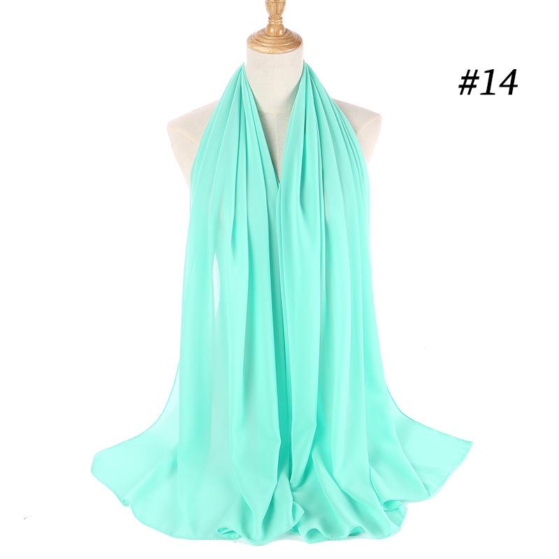 Muslimischer Bubble-Chiffon-Hijab-Schal für Damen, einfarbig, weiche lange Tücher und Tücher, Georgette, islamische Kopftücher, Damen-Hijabs 14 von Joom DACH
