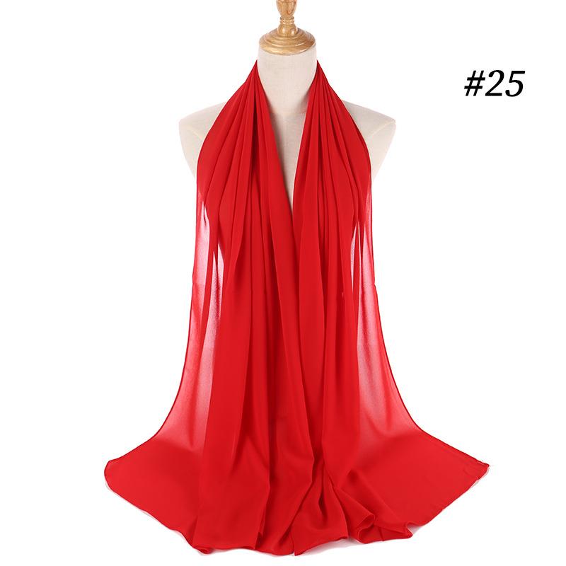 Muslimischer Bubble-Chiffon-Hijab-Schal für Damen, einfarbig, weiche lange Tücher und Tücher, Georgette, islamische Kopftücher, Damen-Hijabs 25 von Joom DACH