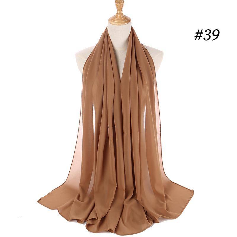 Muslimischer Bubble-Chiffon-Hijab-Schal für Damen, einfarbig, weiche lange Tücher und Tücher, Georgette, islamische Kopftücher, Damen-Hijabs 39 von Joom DACH