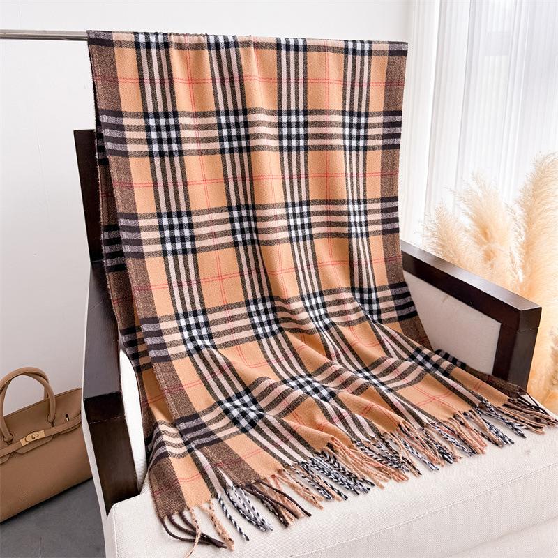 Muster im britischen Stil Herbst und Winter warmer Schal Damen Schal Mode vielseitig Pendler Fransen Imitation Kaschmirschal 200cmX62cm (with tassel) von Joom DACH