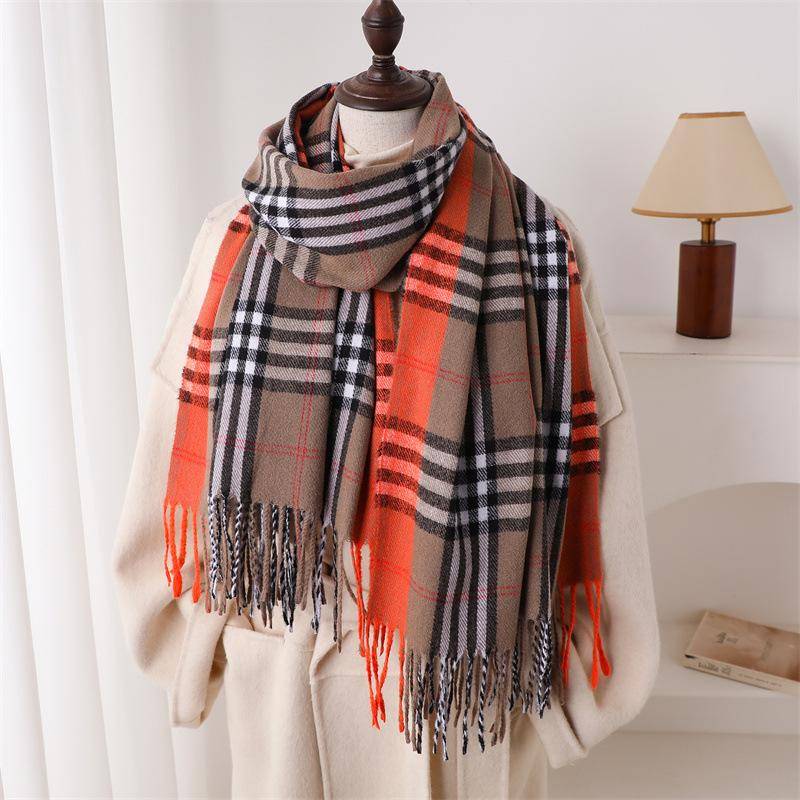 Muster im britischen Stil Herbst und Winter warmer Schal Damen Schal Mode vielseitig Pendler Fransen Imitation Kaschmirschal 200cmX62cm (with tassel) von Joom DACH