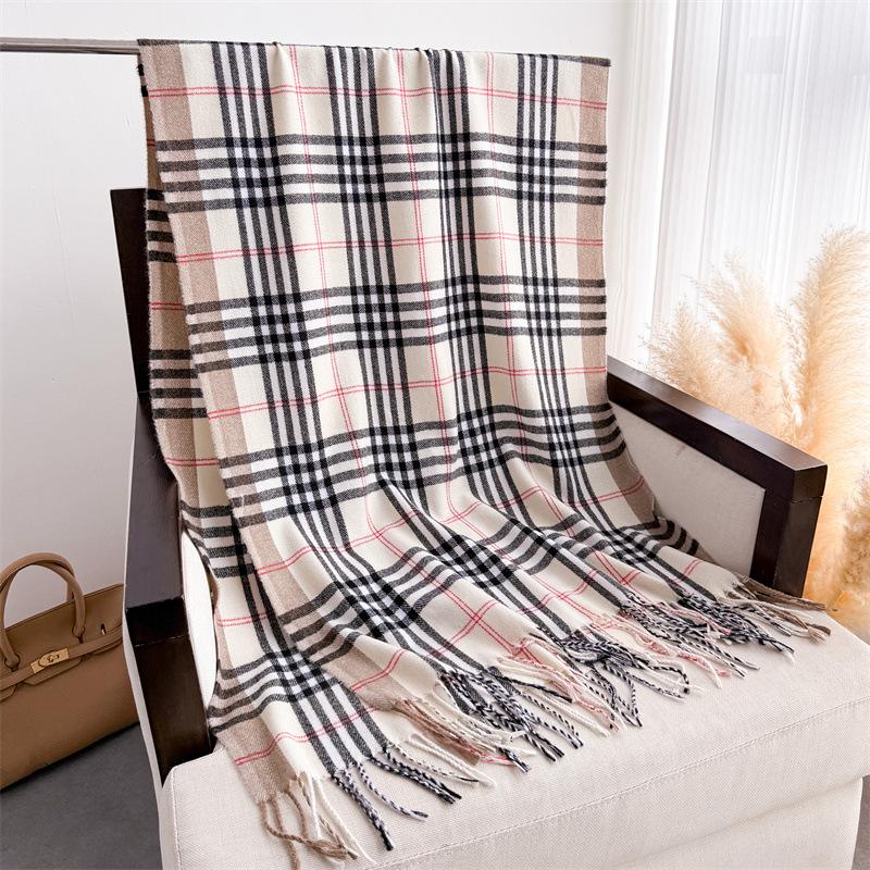 Muster im britischen Stil Herbst und Winter warmer Schal Damen Schal Mode vielseitig Pendler Fransen Imitation Kaschmirschal 200cmX62cm (with tassel) von Joom DACH