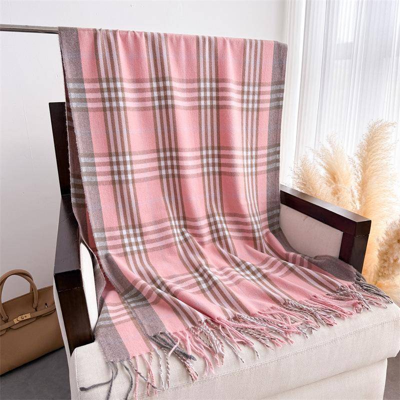 Muster im britischen Stil Herbst und Winter warmer Schal Damen Schal Mode vielseitig Pendler Fransen Imitation Kaschmirschal 200cmX62cm (with tassel) von Joom DACH