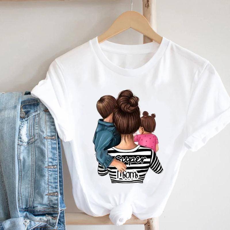 Mutter Tochter Sohn Kurzarm Frauen Kleidung Mutter Casual Print T Top Sommer Mode T-shirt Dame Weibliche Grafik T-shirt M von Joom DACH