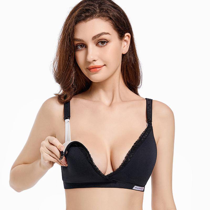 Mutterschaft Still-BHs Baumwolle Still-BH für schwangere Frauen Schwangerschaft Schlaf Fütterung Unterwäsche Kleidung 38 schwarz von Joom DACH