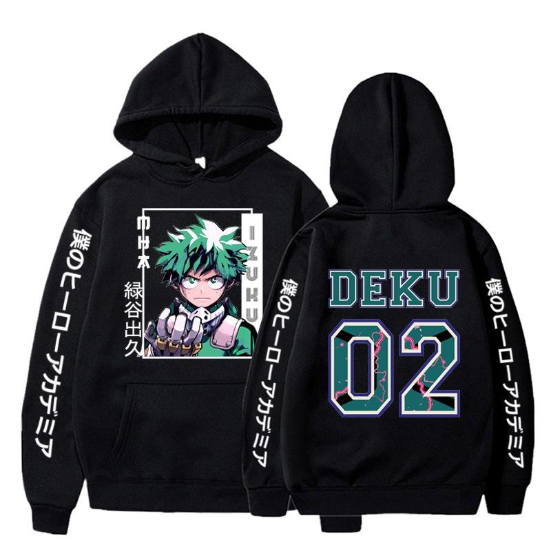 My Hero Academia Anime Kapuzenpullover Midoriya Izuku Bedruckt Herren Damen Hoodies Langarm Casual Loose Sweatshirt Harajuku Streetwear S schwarz von Joom DACH