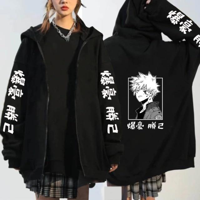 My Hero Academia Bakugo Anime Zipper Hoodies Sweatshirt für Damen Herren Kleidung Bakugo Manga Übergroße Kapuzenpulloverjacke L von Joom DACH