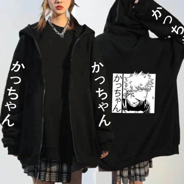 My Hero Academia Bakugo Anime Zipper Hoodies Sweatshirt für Damen Herren Kleidung Bakugo Manga Übergroße Kapuzenpulloverjacke L von Joom DACH