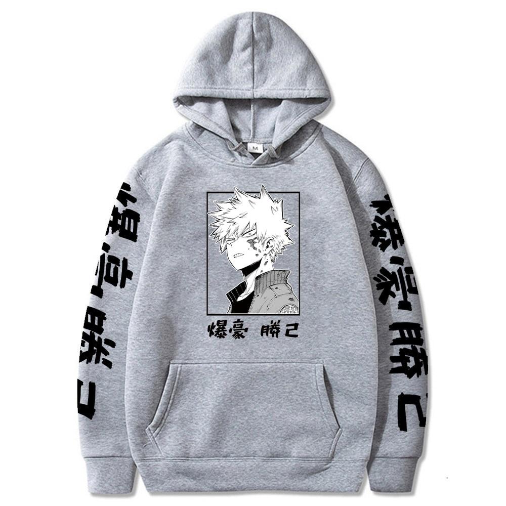 My Hero Academia Katsuki Bakugo Hoodies Sweatshirt Unisex Kleidung Japanischer Anime Boku No Hero Academia Bakugou Katsuki Männer Frauen Hoodie M grau von Joom DACH