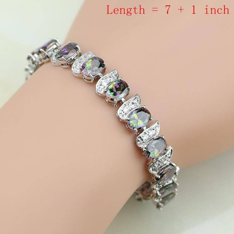 Mystic Rainbow Fire Zirkonia Schmucksets Silber 925 Schmuckdekorationen für Frauen Ohrringe/Anhänger/Halskette/Ring/Armband Mystic Rainbow Fire Zirkonia Schmucksets Silber 925 Schmuckdekorationen für Frauen Ohrringe/Anhänger/Halskette/Ring/Armband von Joom DACH