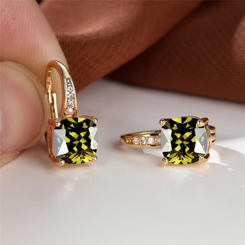 Mystische Regenbogen Prinzessin Cut Stein Creolen Für Frauen Vintage Gold Farbe Party Hochzeit Ohrringe olivgrüne von Joom DACH