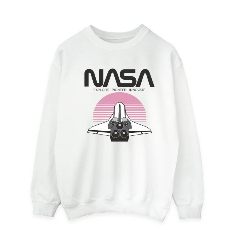 NASA Herren-Sweatshirt „Space Shuttle Sunset“ aus Baumwolle XL weiß von Joom DACH