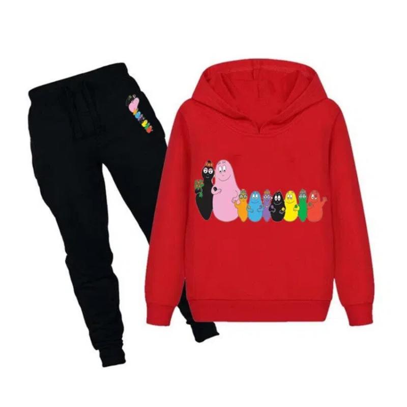 NEU Mode Kinder Niedliche Sportkleidung Barbapapa Bedruckte Hoodies + Hosen Set Lässige Kapuzen-Sweatshirt-Anzüge Trainingsanzug Geeignet für Jungen und Mädchen 110cm von Joom DACH