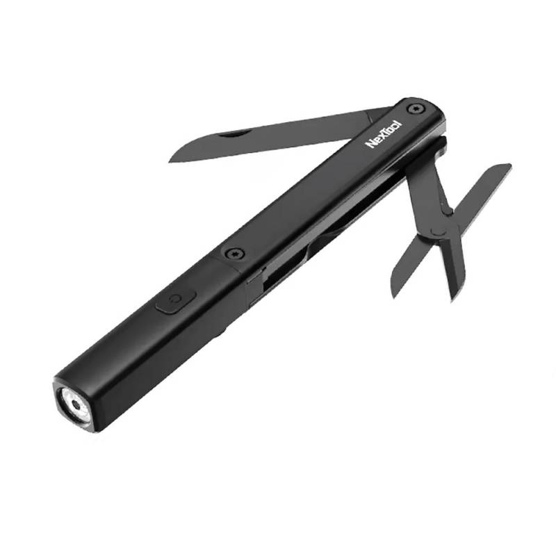 NEXTOOL Multifunktionales Stiftwerkzeug, 3-in-1-Taschenlampe, Messer, Schere, USB wiederaufladbar, IPX4 wasserdicht schwarz von Joom DACH