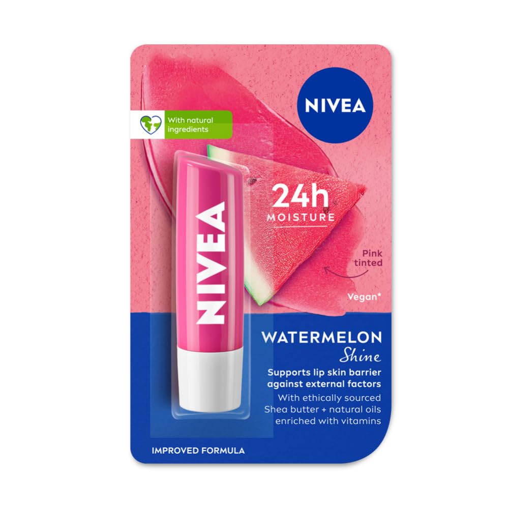 NIVEA Watermelon Shine Lip Balm 4.8g Pack Of 1 For Soft Glossy Lips With Natural Oils Long Lasting Moisture Care von Joom DACH