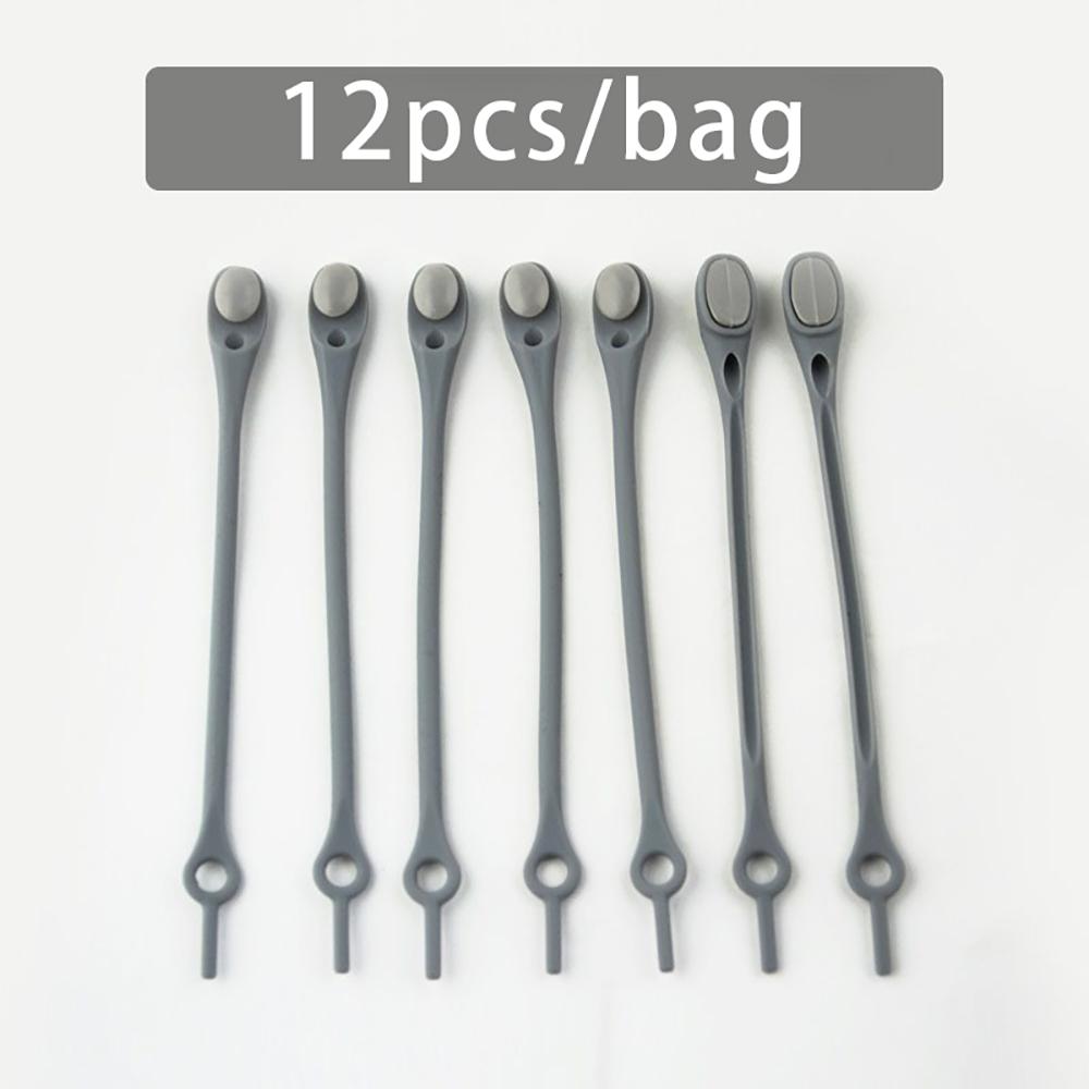 NO.8 12 Stück Stretch-Silikon-Schnürsenkel ohne Krawatte, elastische Schnürsenkel, Turnschuhe, Erwachsene, Kinder, faule Schnürsenkel für Schuhe, Gummi, Zapatillas grau von Joom DACH