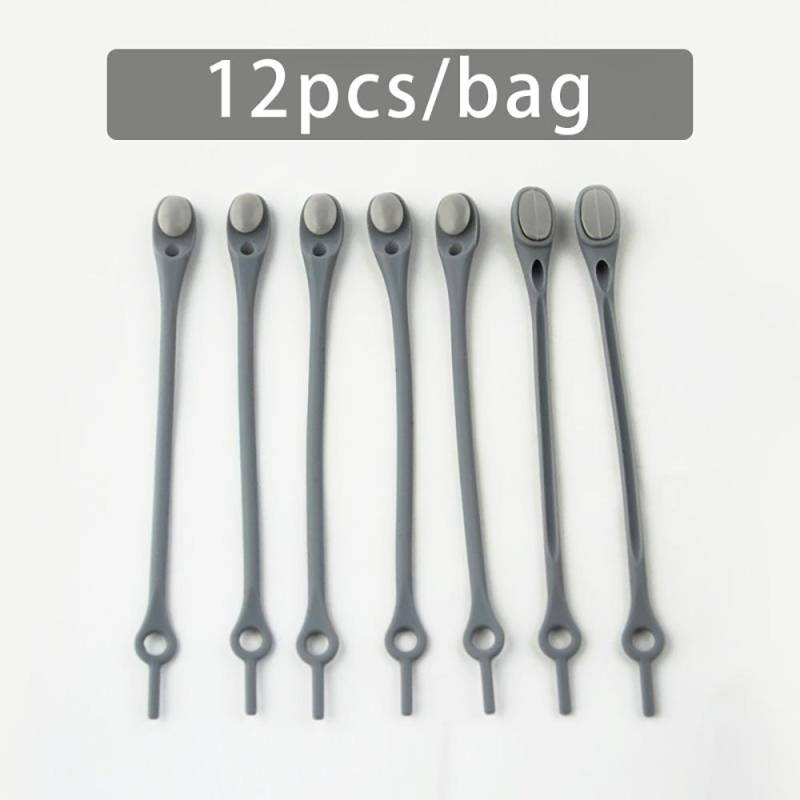 NO.8 12 Stück Stretch-Silikon-Schnürsenkel ohne Krawatte, elastische Schnürsenkel, Turnschuhe, Erwachsene, Kinder, faule Schnürsenkel für Schuhe, Gummi, Zapatillas grau von Joom DACH