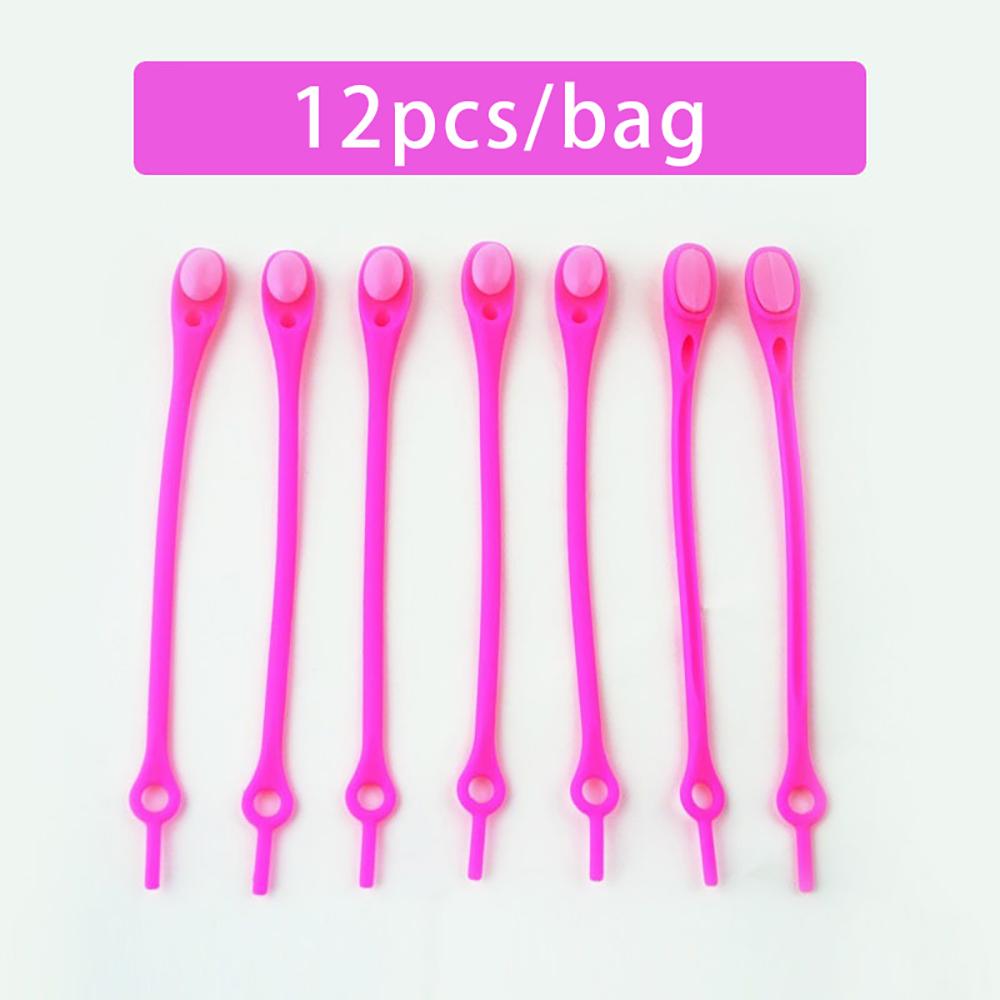 NO.8 12 Stück Stretch-Silikon-Schnürsenkel ohne Krawatte, elastische Schnürsenkel, Turnschuhe, Erwachsene, Kinder, faule Schnürsenkel für Schuhe, Gummi, Zapatillas rose rot von Joom DACH