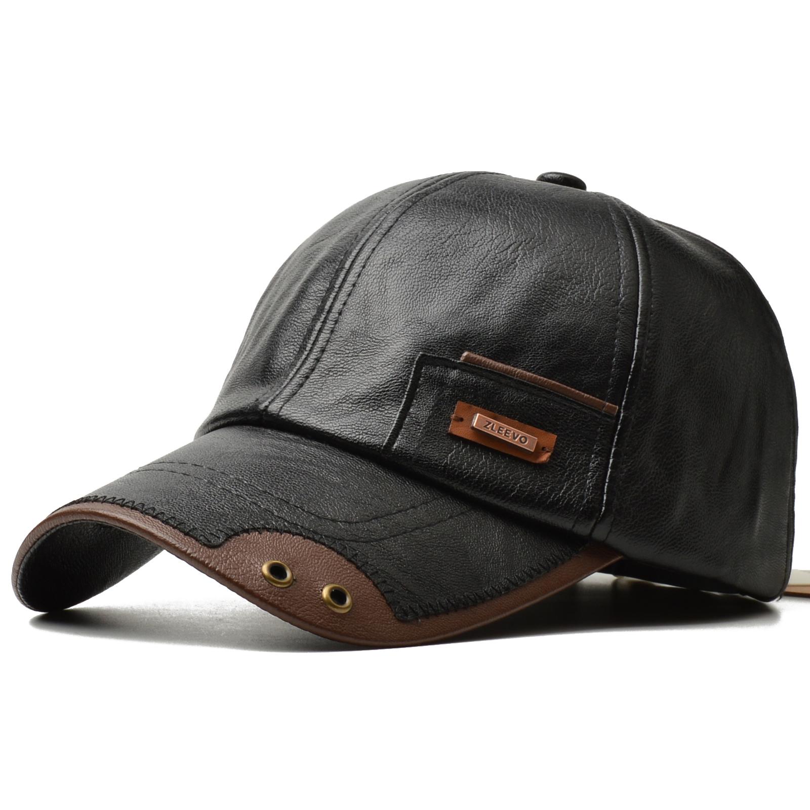 NORTHWOOD 3 Farben PU Leder Baseballkappen für Herren Damen Hochwertige Outdoor Leder Trucker Kappe für Alle Jahreszeiten 55-60 cm schwarz von Joom DACH