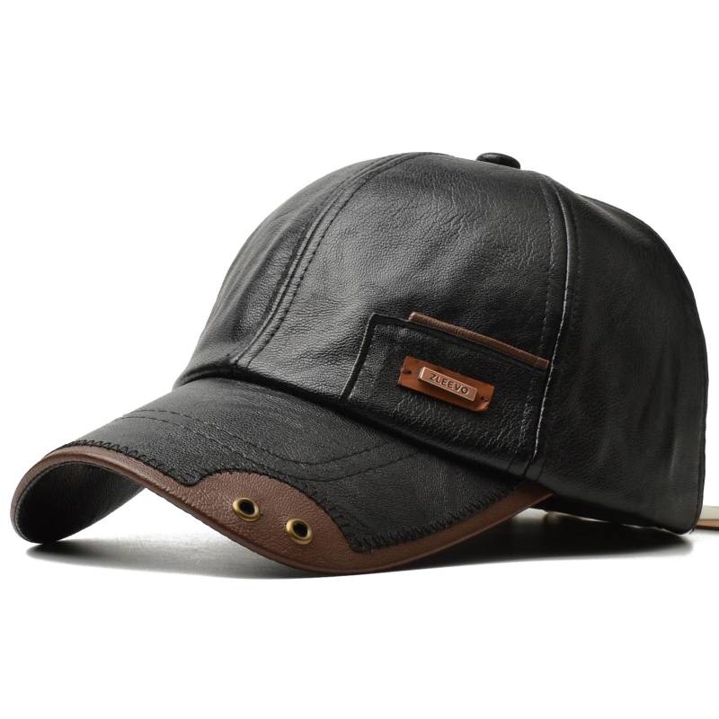 NORTHWOOD 3 Farben PU Leder Baseballkappen für Herren Damen Hochwertige Outdoor Leder Trucker Kappe für Alle Jahreszeiten 55-60 cm schwarz von Joom DACH