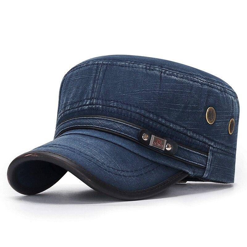 [NORTHWOOD]Flat Top Military Hut Baumwolle Snapback Cap Männer Frauen Vintage Baseball Caps Papa Hüte Flat Top Cap 55-60 cm navy blau von Joom DACH