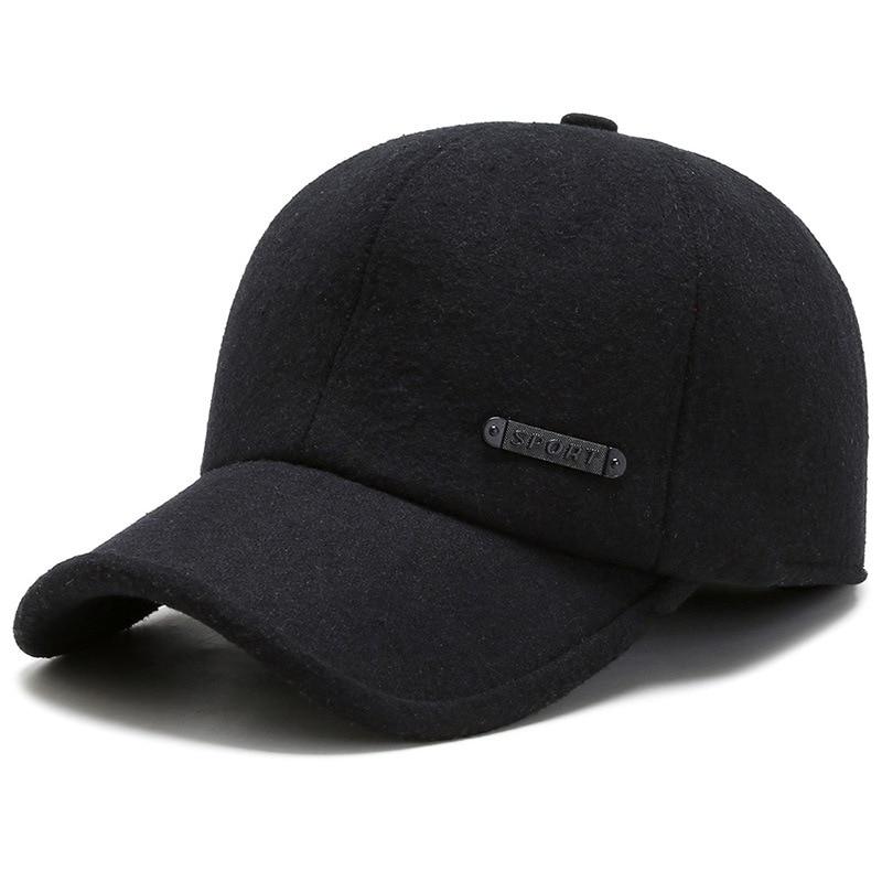 NORTHWOOD Solide Winter Baseball Cap Für Männer Sport Ohrenklappen Warm Halten Snapback Hut Männlichen Casquette Homme Trucker Caps Papa Hut 56-60 cm schwarz von Joom DACH
