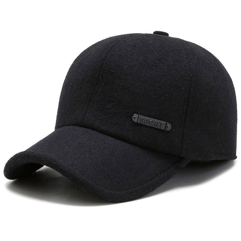 NORTHWOOD Solide Winter Baseball Cap Für Männer Sport Ohrenklappen Warm Halten Snapback Hut Männlichen Casquette Homme Trucker Caps Papa Hut 56-60 cm schwarz von Joom DACH