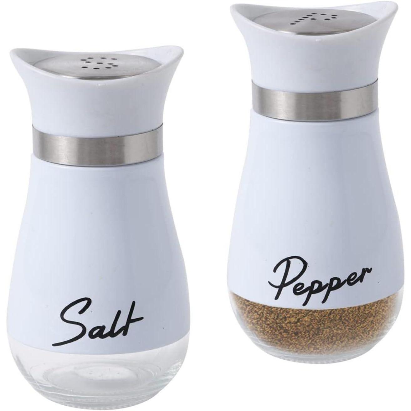 Nachfüllbares Salz- und Pfefferstreuer-Set aus Edelstahl, 2 Stück, Gewürzflaschen, Behälter für Zuhause, Restaurant, Picknick, Küchenzubehör weiß von Joom DACH