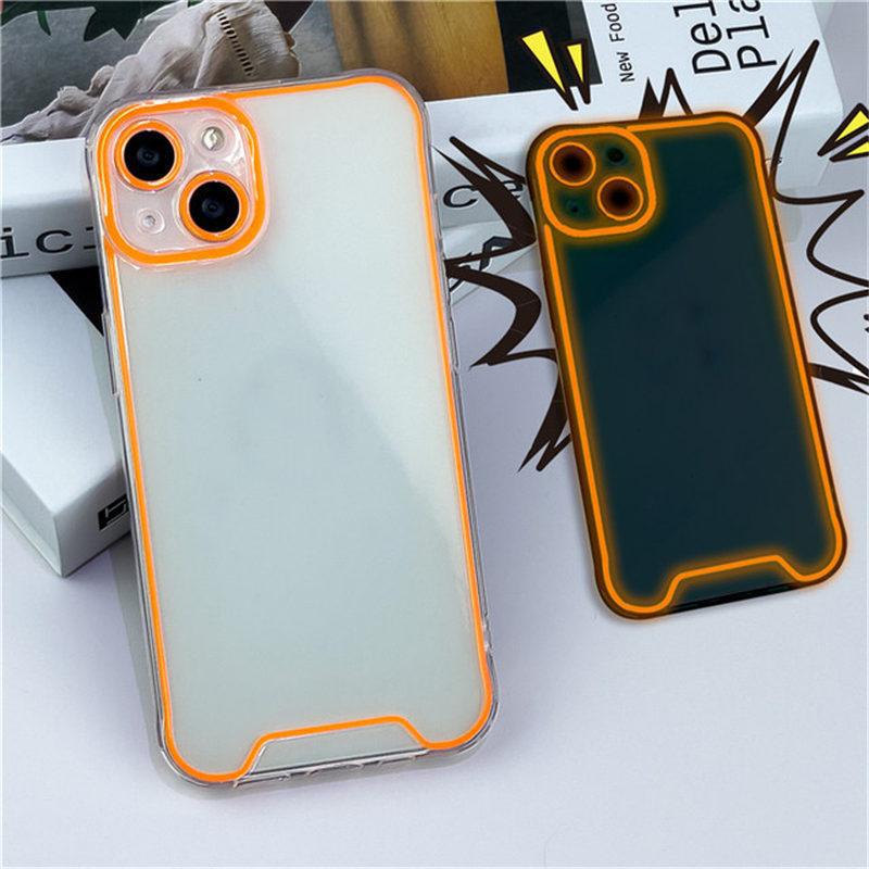 Nachtlicht Leuchtende Silikon-Softphone-Hülle für iPhone 14 15 16 Plus 11 12 13 14 Pro Max X XR XS Max Transparente Rückseiten iPhone 16 orange von Joom DACH