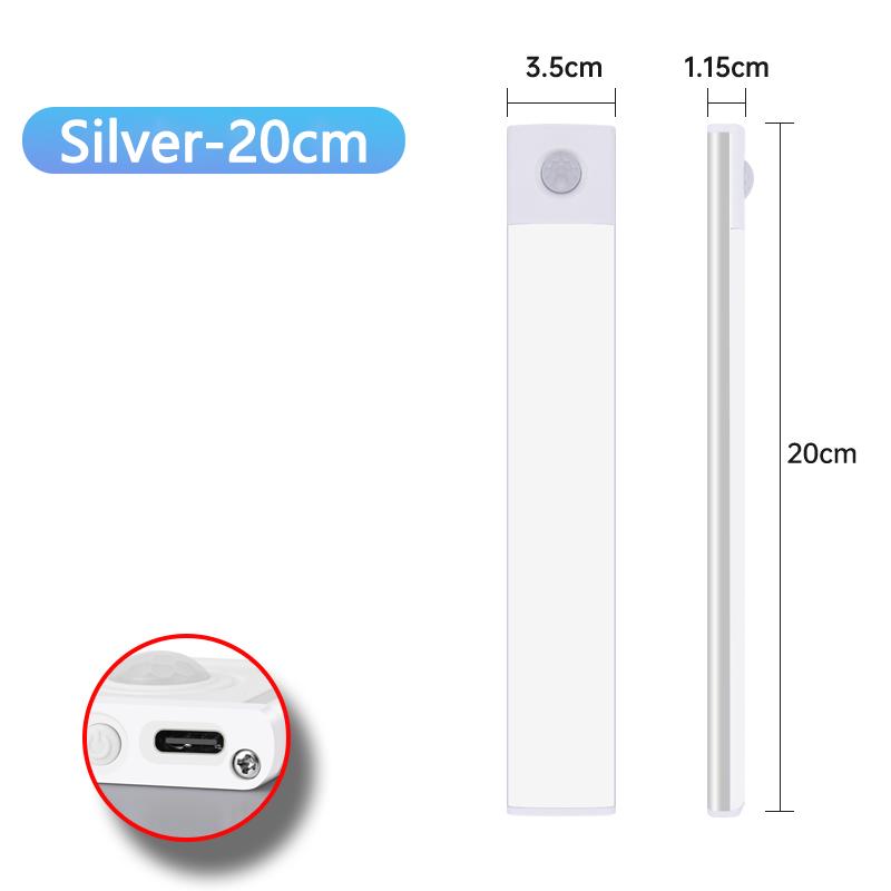 Nachtlicht mit Bewegungssensor, wiederaufladbare USB-Lampe, kabellose Unterschrank-LED-Leuchten für Küchenschrank, Schlafzimmer, Kleiderschrankbeleuchtung von Joom DACH