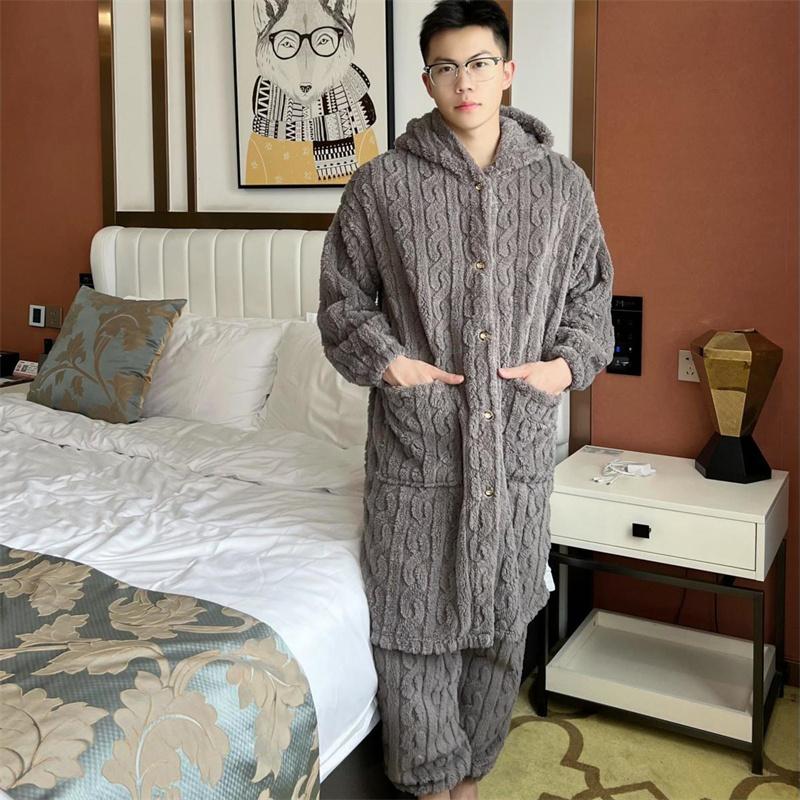 Nachtwäsche für Damen, extra lang, Winterplüsch und extra dicke Flanell-Isolierung, Korallensamt, Heimkleidung, Pyjamas draußen tragen 3XL von Joom DACH