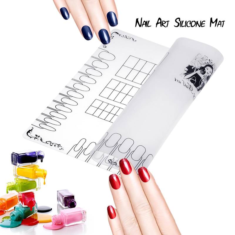 Nagelkunst Maniküre Silikonmatte Faltbar Waschbar Weiche Tischdecke Pad Für Stempeln Reverse Stempel 3.1m weiß von Joom DACH