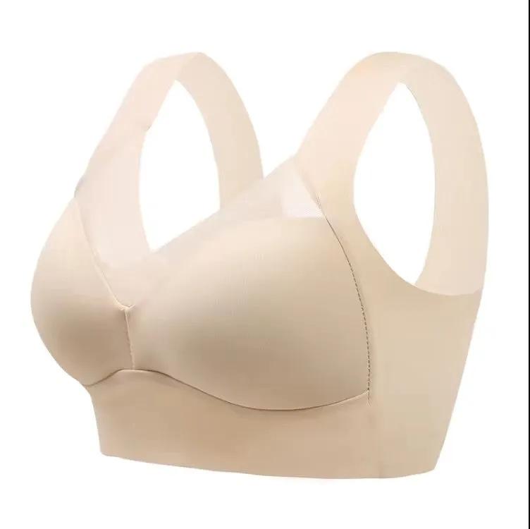 Nahtlose All-in-One-Unterwäsche mit festem Körbchen, femininer Eisseiden-Push-up, ohne Ränder, schöner Rücken für dicke Mädchen, großer Tank-Top-BH 6XL von Joom DACH