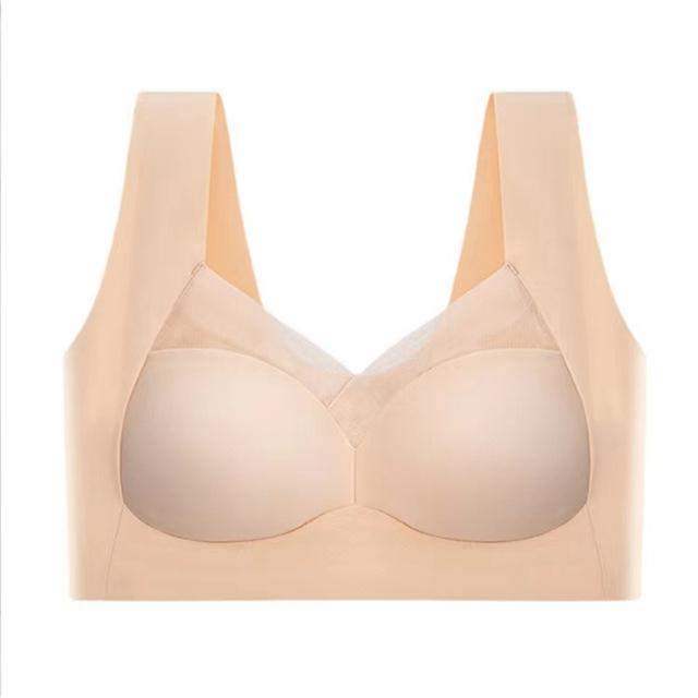 Nahtlose Damen-BHs, große Größe, Top, unterstützt Show, klein, bequem, ohne Stahlring, Unterwäsche, Yoga, Fitness, Schlafweste XL beige von Joom DACH