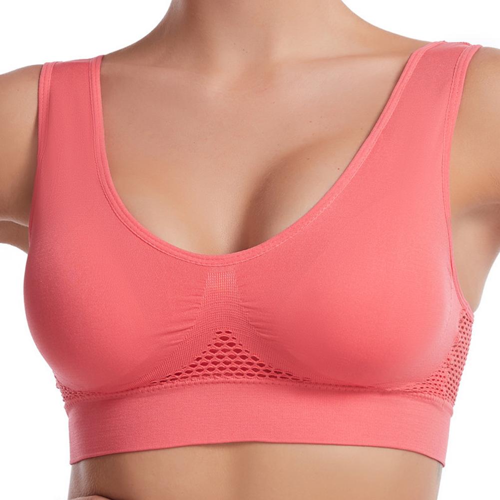 Nahtlose Damen Sport-BHs Fitness Gym Laufunterwäsche Stoßfester BH Atmungsaktiv ohne Bügel Bralette Plus Size Crop Top Yoga-BH M rot von Joom DACH