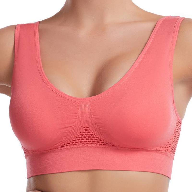 Nahtlose Damen Sport-BHs Fitness Gym Laufunterwäsche Stoßfester BH Atmungsaktiv ohne Bügel Bralette Plus Size Crop Top Yoga-BH M rot von Joom DACH