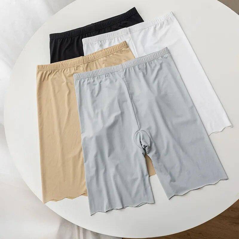 Nahtlose Eis Seide Sicherheits Kurze Hosen Frauen Dünne Plus Größe Hohe Taille Unter Rock Boxer Höschen Anti Reiben Oberschenkel sicherheit Shorts M beige von Joom DACH