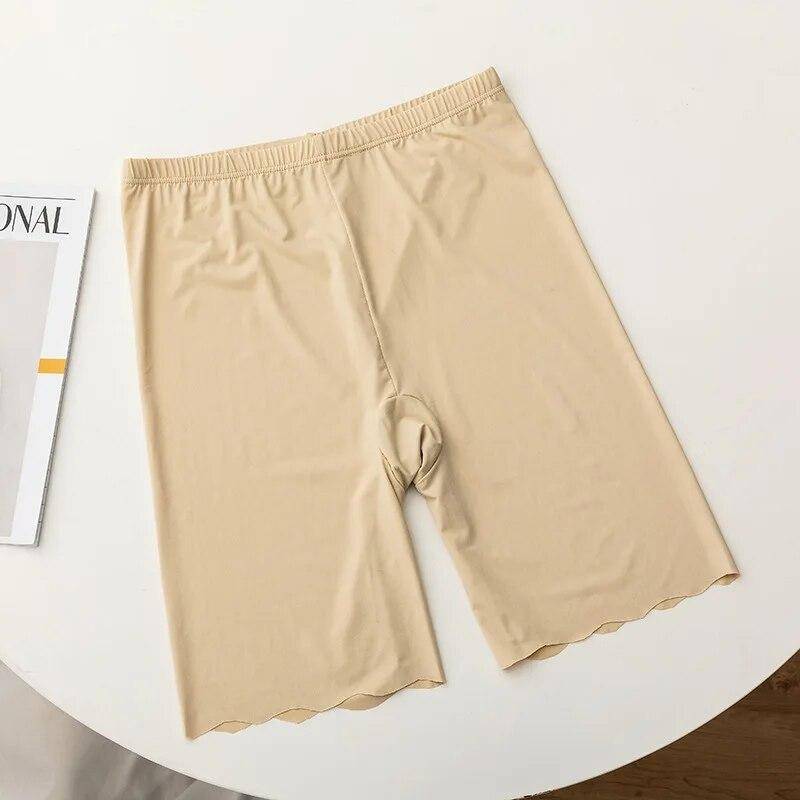 Nahtlose Eis Seide Sicherheits Kurze Hosen Frauen Dünne Plus Größe Hohe Taille Unter Rock Boxer Höschen Anti Reiben Oberschenkel sicherheit Shorts XL beige von Joom DACH