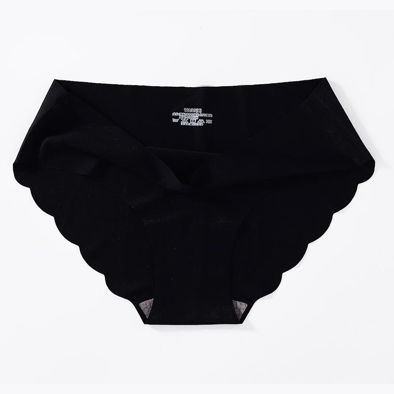 Nahtlose Höschen für Frauen Plain Slip Seide weibliche Unterwäsche weiche dünne leichte Höschen L schwarz von Joom DACH