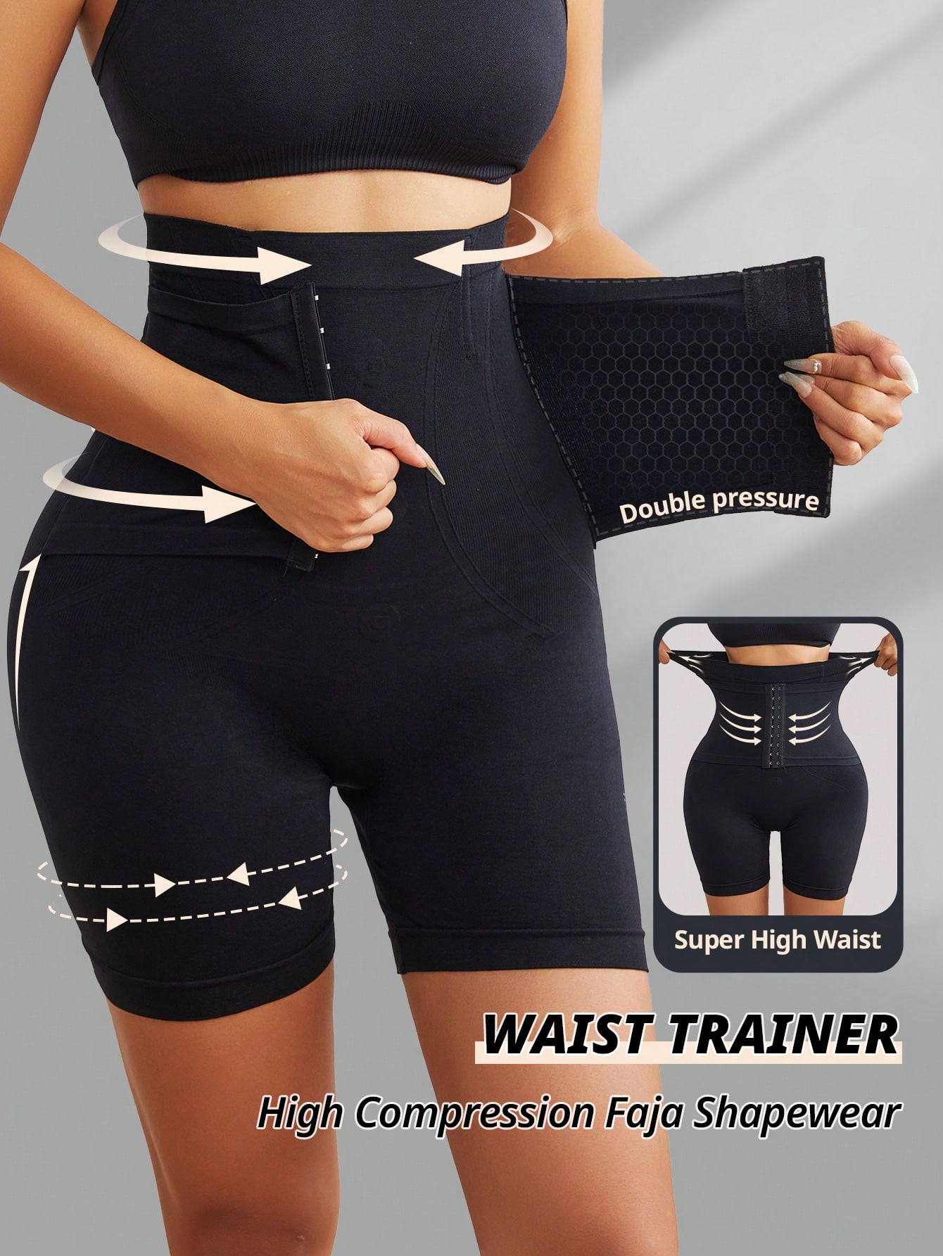Nahtlose Taillentrainer-Shorts für Damen mit hoher Taille, Faja-Mieder, Shapewear, Haken- und Ösenverschluss, Body-Shaper-Höschen, Taillenmieder, Oberschenkel-Kontrollunterwäsche XXL von Joom DACH