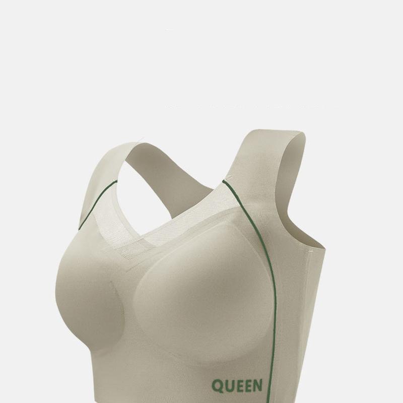 Nahtloser, schöner Rücken, Plus-Size-Unterwäsche, stoßfester oberer Halt für Damen, geraffter, randfreier Sport-BH 3XL grün von Joom DACH