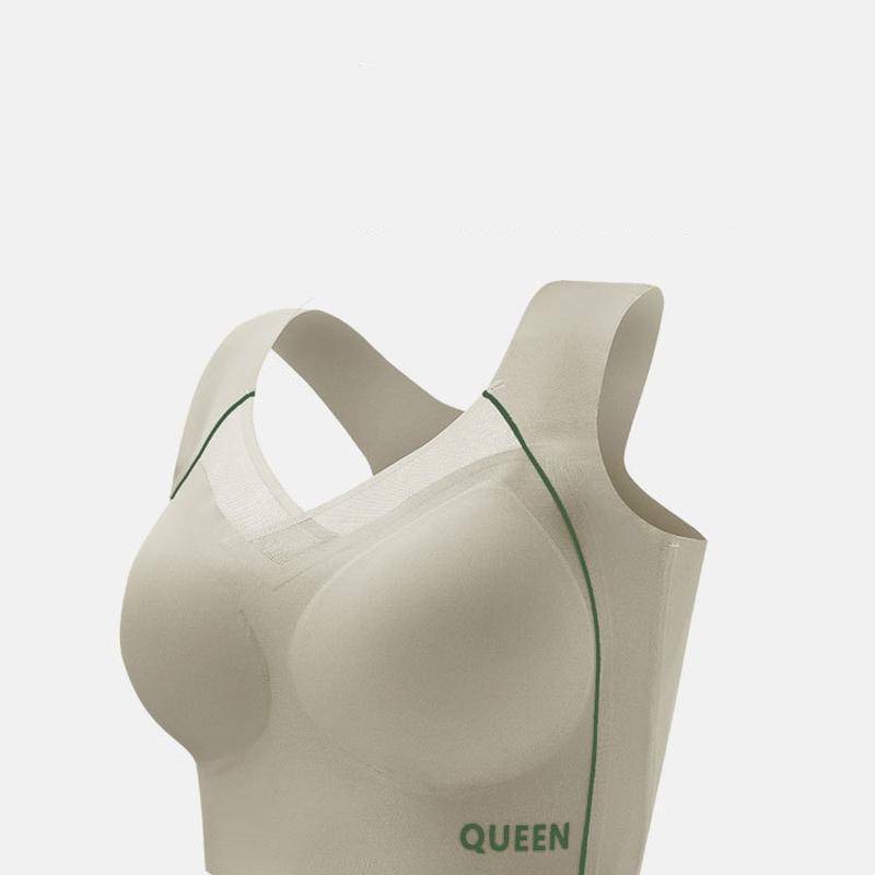 Nahtloser, schöner Rücken, Plus-Size-Unterwäsche, stoßfester oberer Halt für Damen, geraffter, randfreier Sport-BH 3XL grün von Joom DACH