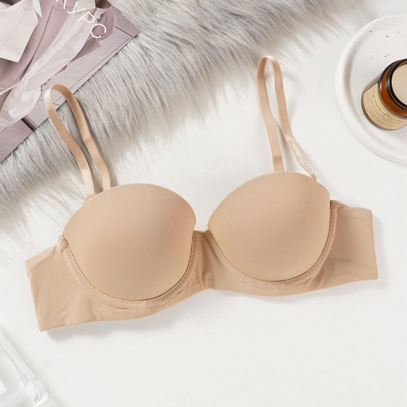 Nahtloser Damen-BH, bügelloser Push-Up-BH, 1/2-Körbchen, weich, bequem, unsichtbar, schlicht, sexy Unterwäsche-BHs 38/85 beige von Joom DACH