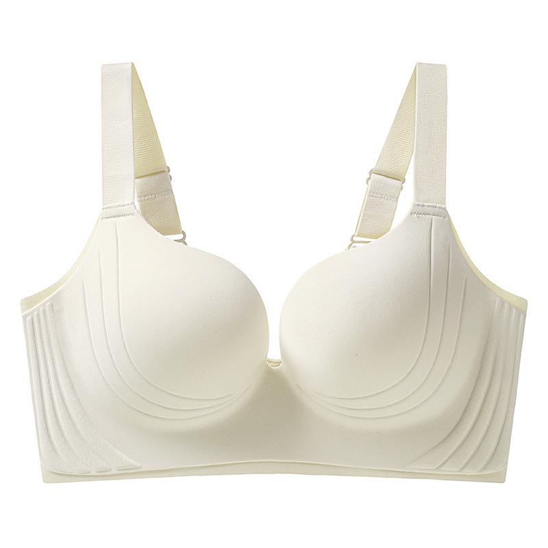 Nahtloser Plus-Size-BH für Damen, Push-Up-BHs ohne Bügel, bequemer Büstenhalter mit dünnen Körbchen, einfarbig, schlichter T-Shirt-BH, 34–44BCD 40/90BCD champagner von Joom DACH