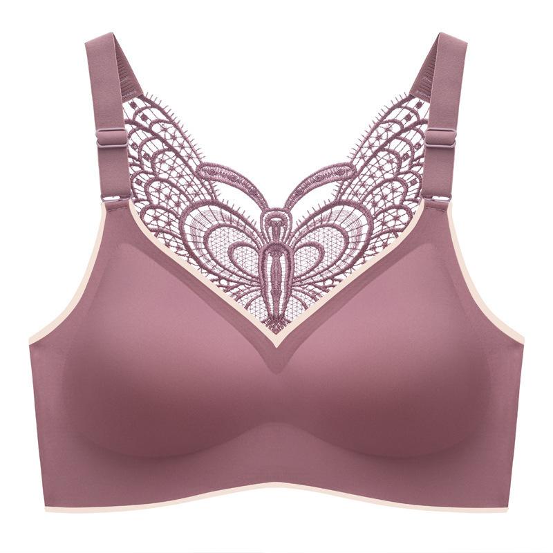 Nahtloser Schmetterling Schöner Damen-Rückenunterwäsche Damen eng anliegende Weste ohne Stahlring umwickeltes Oberteil Unterwäsche Plus Size BH L violett von Joom DACH