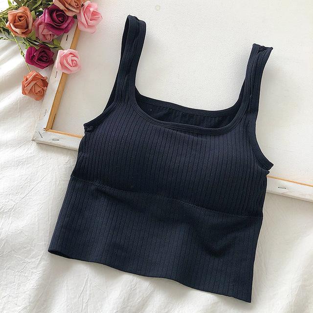 Nahtloses Crop-Top für Damen, Unterwäsche, drahtlos, U-förmiges Leibchen, breite Träger, gestreift, solide Bralette, Dessous, einteilige Tube-Tops fit for 40-65kg schwarz Nahtloses Crop-Top für Damen, Unterwäsche, drahtlos, U-förmiges Leibchen, breite Träger, gestreift, solide Bralette, Dessous, einteilige Tube-Tops fit for 40-65kg schwarz von Joom DACH