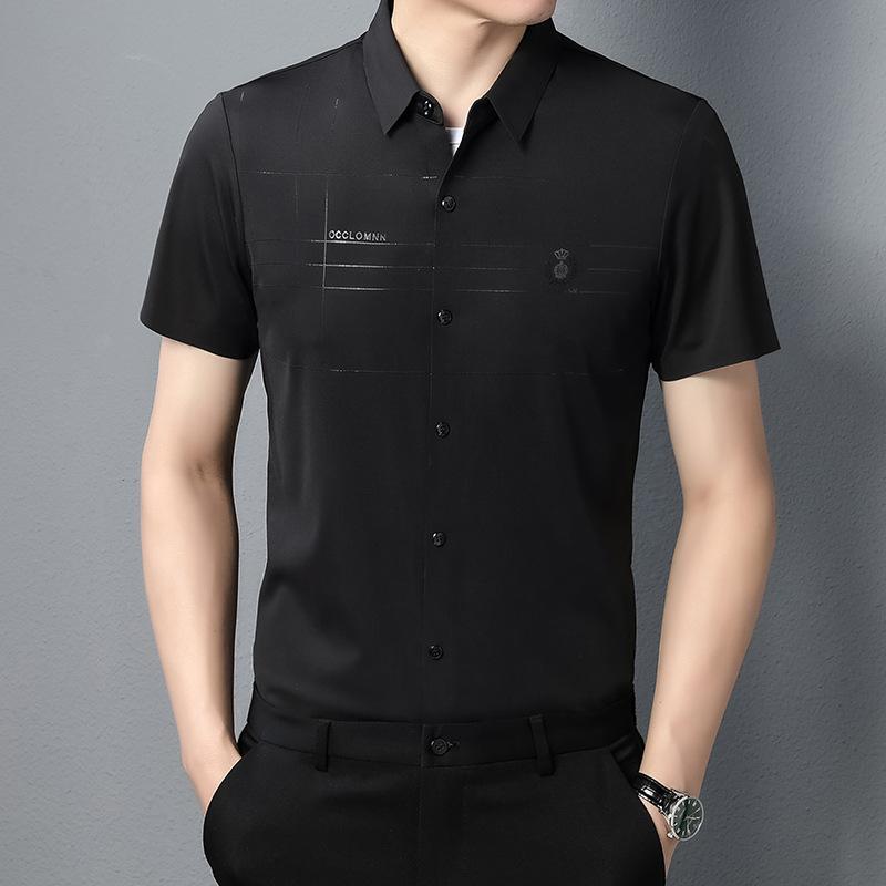 Nahtloses Herren Kurzarmhemd Sommer Dünn Herrenbekleidung Bügelfreies Hemd Business Casual Halbarmhemd XXXXL von Joom DACH