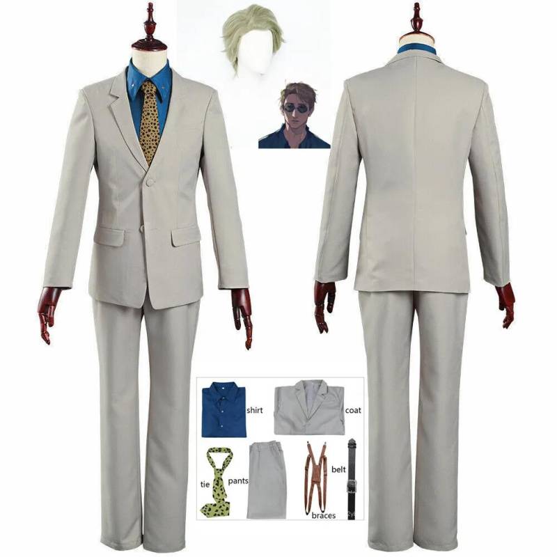 Nanami Kento Cosplay Kostüm Anime Cosplay Jujutsu Kaisen Kostüm Männer Anzug Hemd Hosen Riemen Krawatte Party Perücke Anzug L-(Costume+Wig) von Joom DACH