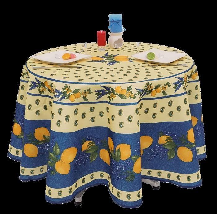 Runde Tischdecke - Provençal - Zitrone - 180 cm - 100% Polyester - Schmutzabweisend von Joom DACH