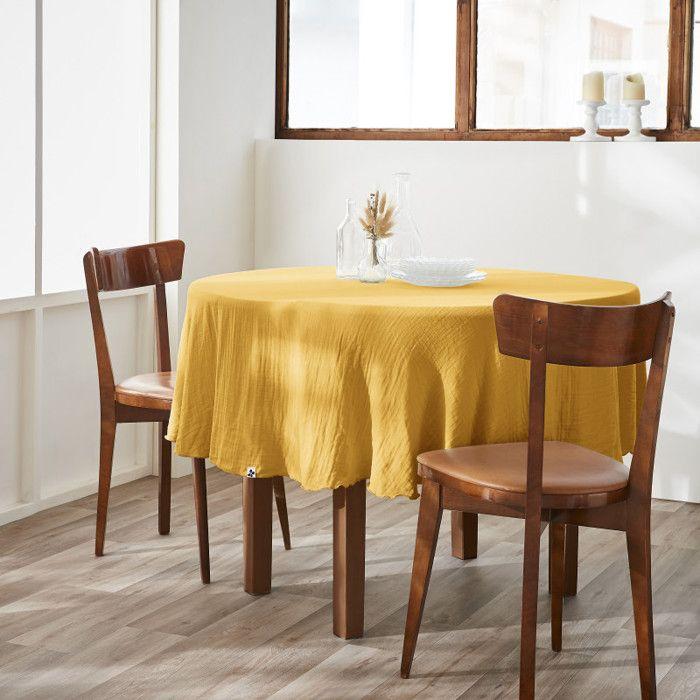Tischdecke  Gaïa  rot 180 cm  Baumwollgaze  - Gaïa Safran von Joom DACH